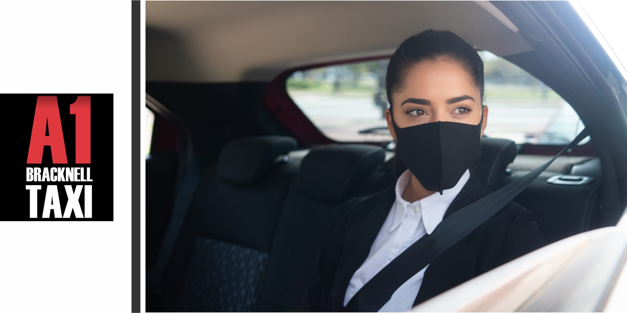 lady in A1 Bracknell taxi looking outside - best business taxi service