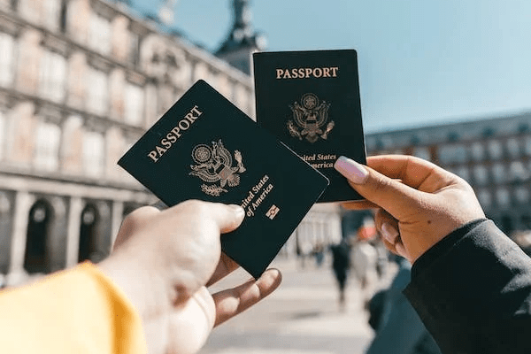 man showing passport